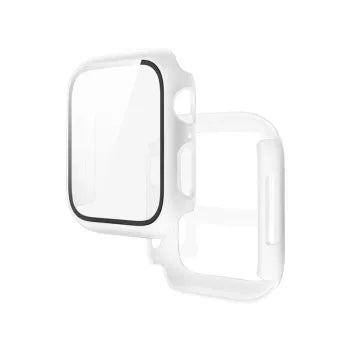 Apple Watch 7/8 41mm TPU tok kijelzővédő fóliával, átlátszó, fehér