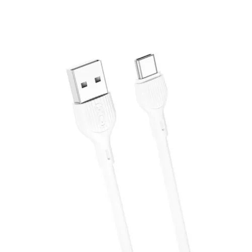 Töltőkábel USB / Type-C csatlakozókkal 2.1A , 1 méter, fehér