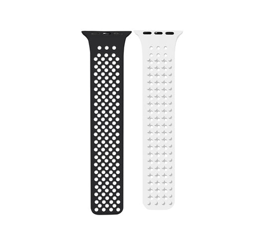 Phoner Spike Apple Watch szilikon szíj, 49/45/44/42mm, fekete/fehér