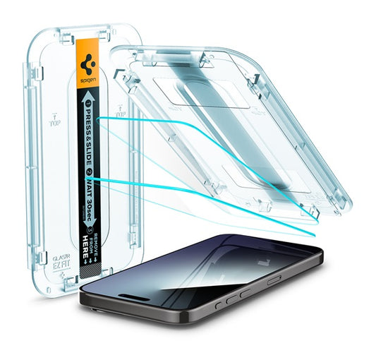 Spigen Glas.tR EZ Fit Apple iPhone 15 Pro Max, Tempered kijelzővédő fólia (2db)