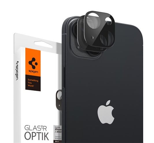 Spigen "Glas.tR SLIM EZ Fit Optik Apple iPhone 15/14 Pro Max/15/14 Pro Tempered kameravédő fólia, fekete (2db)